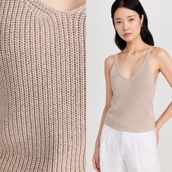 Alex Mill NEW Billie Sweater V Neck Casual Tank in Tan Oatmeal Size M - Picture 1 of 11